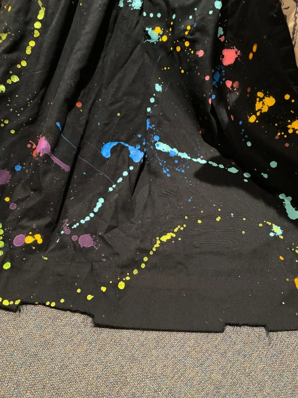🫟 38 x 78 or 41 x 61 Black Curtains 😎 2 Panels in each set 💥 80’s Splat Neon